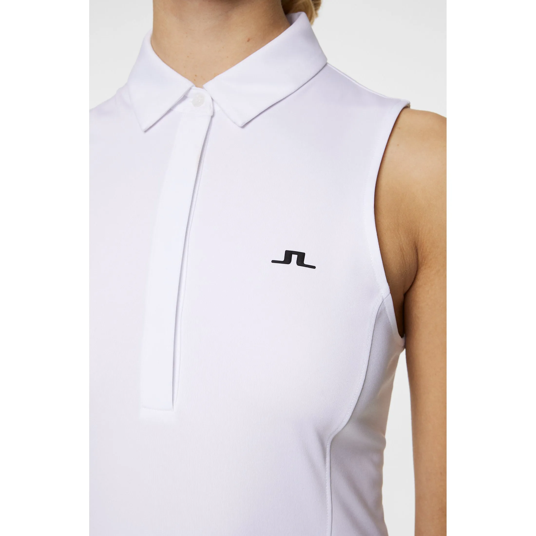 Gloss Glow J.Lindeberg Women's Dena Sleeveless Golf Polo Shirt - White