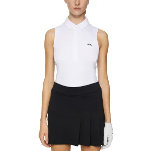LightweightTextile J.Lindeberg Women's Dena Sleeveless Golf Polo Shirt - White