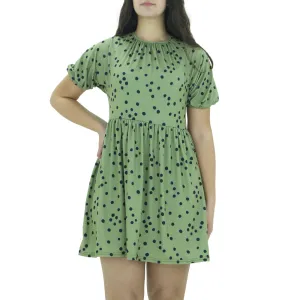 Women's Polka Dots Oversized Dress,Olive All Layer