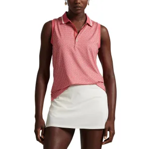 RLX Ralph Lauren Women's Printed Airflow Sleeveless Polo Shirt - Red Sky Summer Stars Recycled materials