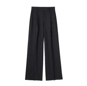 Women's French-style Pleated High-waist Wide-leg Trousers Dense Fit Stone Glow