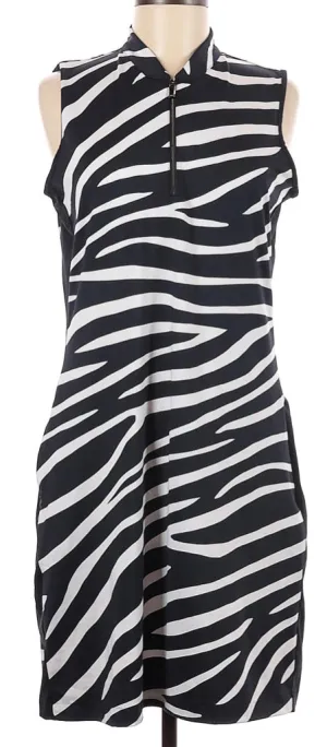 Tail Activewear Black Zebra Roxie Dress Size L. MSP$97 Fit Focused Pose Glow