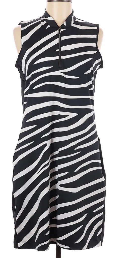 Tail Activewear Black Zebra Roxie Dress Size L. MSP$97 Fit Focused Pose Glow