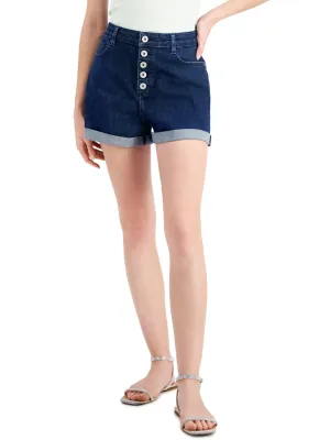 Women's Plain Solid Denim Short,Dark Blue Tactile Feedback Loops Durable Feel
