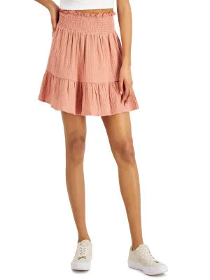Classic Appeal Women's Tiered Smocked Waist Cotton Skirt,Cameo Brown