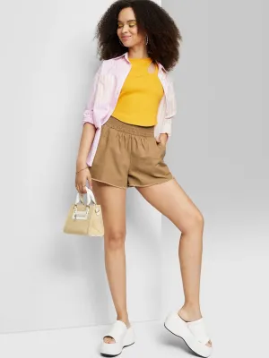 Active Movement anti static coating Women's Plain Solid Woven Short,Brown