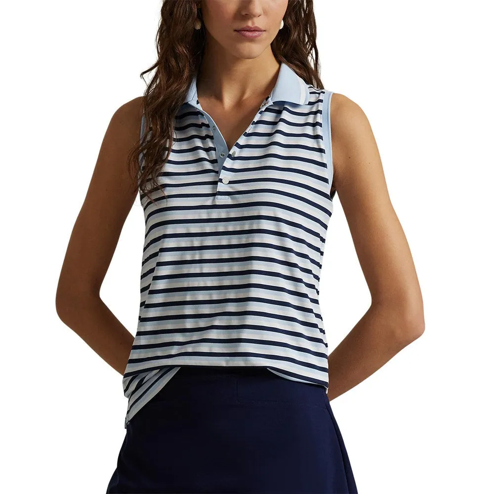 RLX Ralph Lauren Women's Printed Airflow Sleeveless Polo Shirt - Cold Spring/Navy Stripe NoSlipTrims