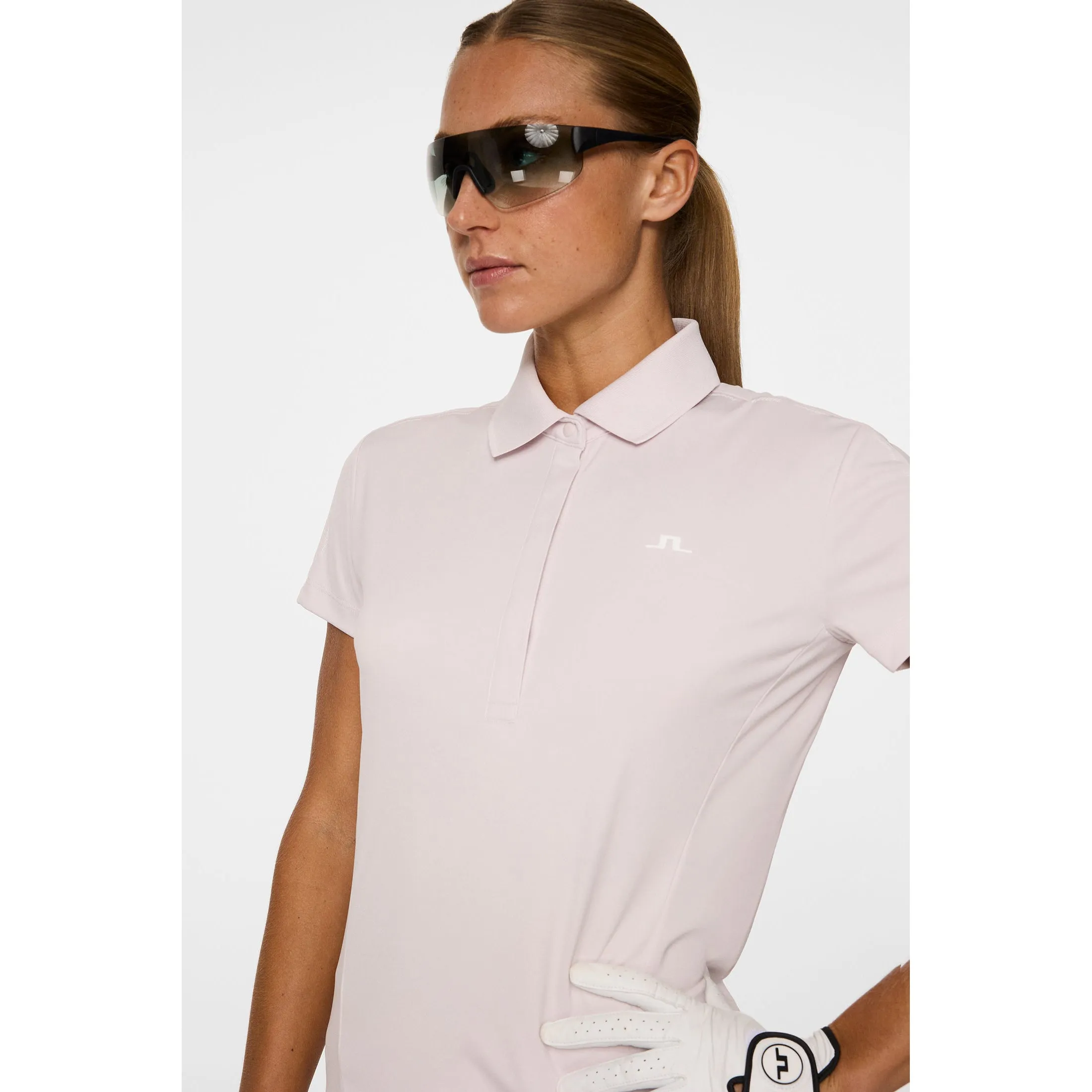 J.Lindeberg Women's Jessa Golf Polo Shirt - Grey Lilac Essential Tee