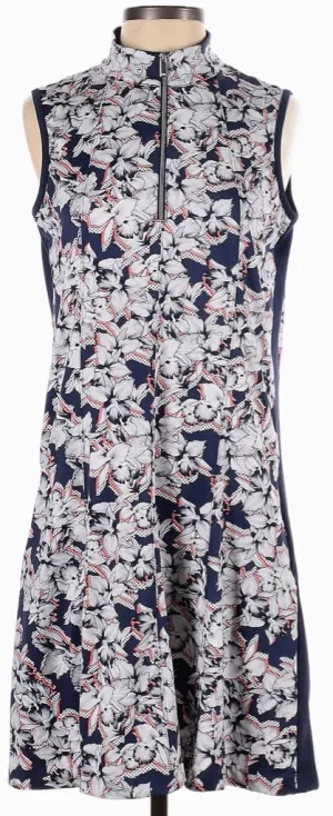 Tail Activewear Sandra Navy Floral Golf Dress Size S MSP$100 Relaxed Waist Easy and Effortless