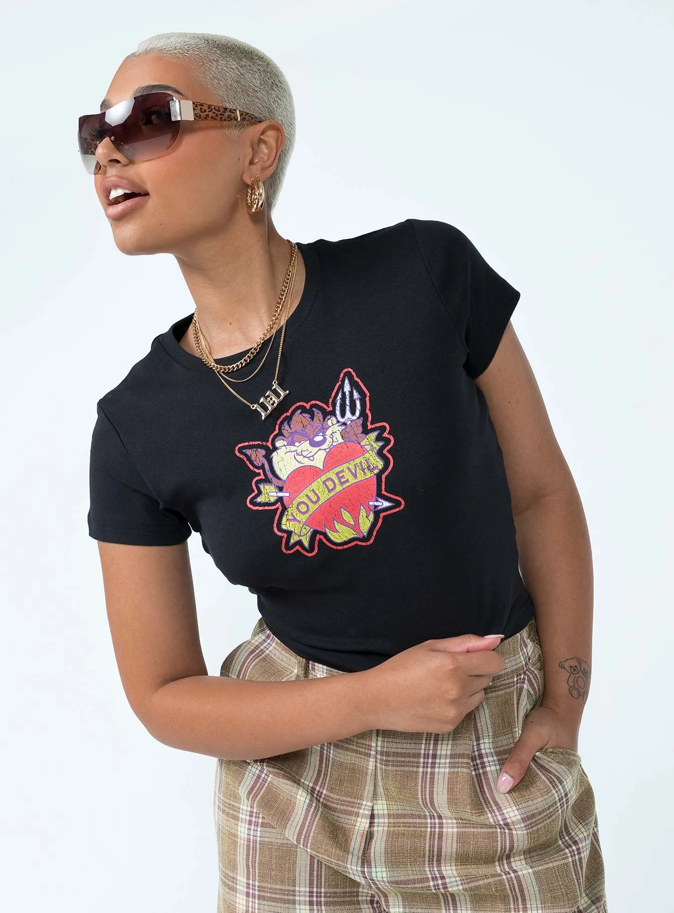 Fashionable Ease Taz You Devel Longline Baby Tee Black