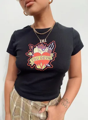 Sleek Performance Fit Sleek Design Taz You Devel Longline Baby Tee Black