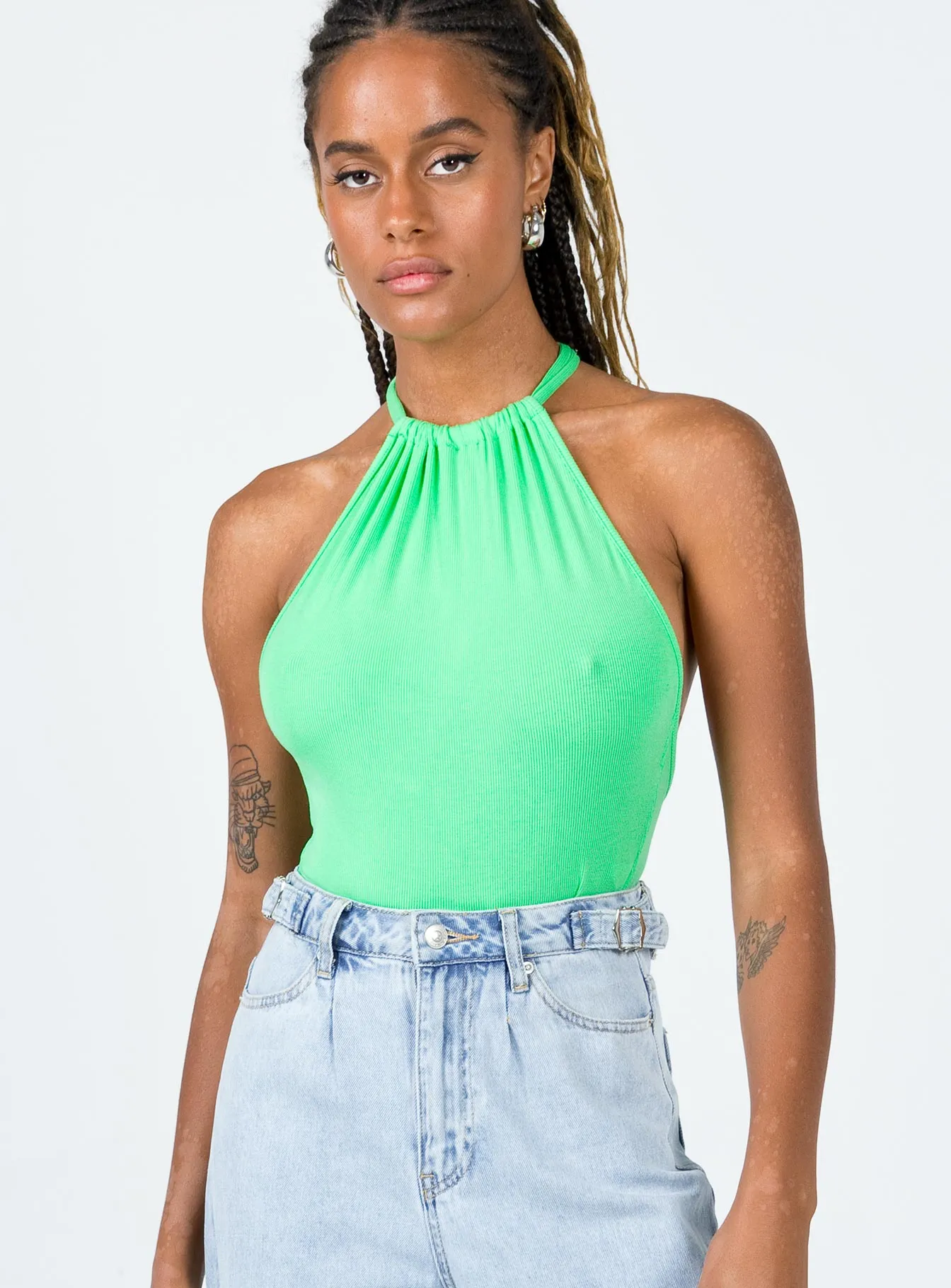 Kaylie Bodysuit Green minimalist bodysuit bodysuit with shorts