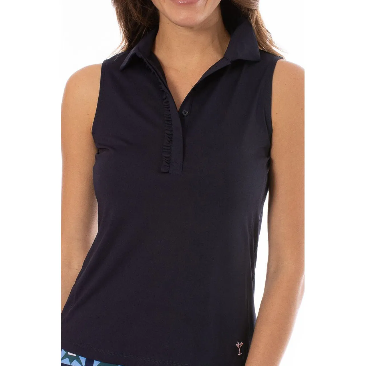 Comfortable Jumpsuit Golftini Women's Sleeveless Ruffle Golf Polo Shirt - Navy