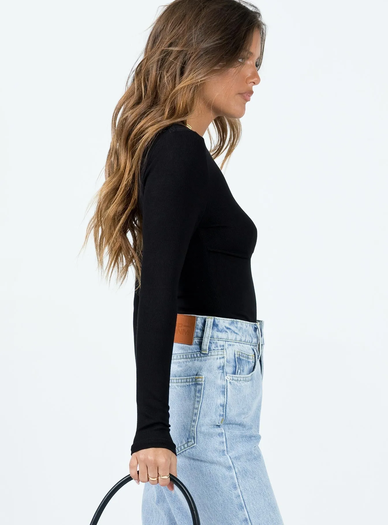 Swenson Long Sleeve Bodysuit Black seamless bodysuit