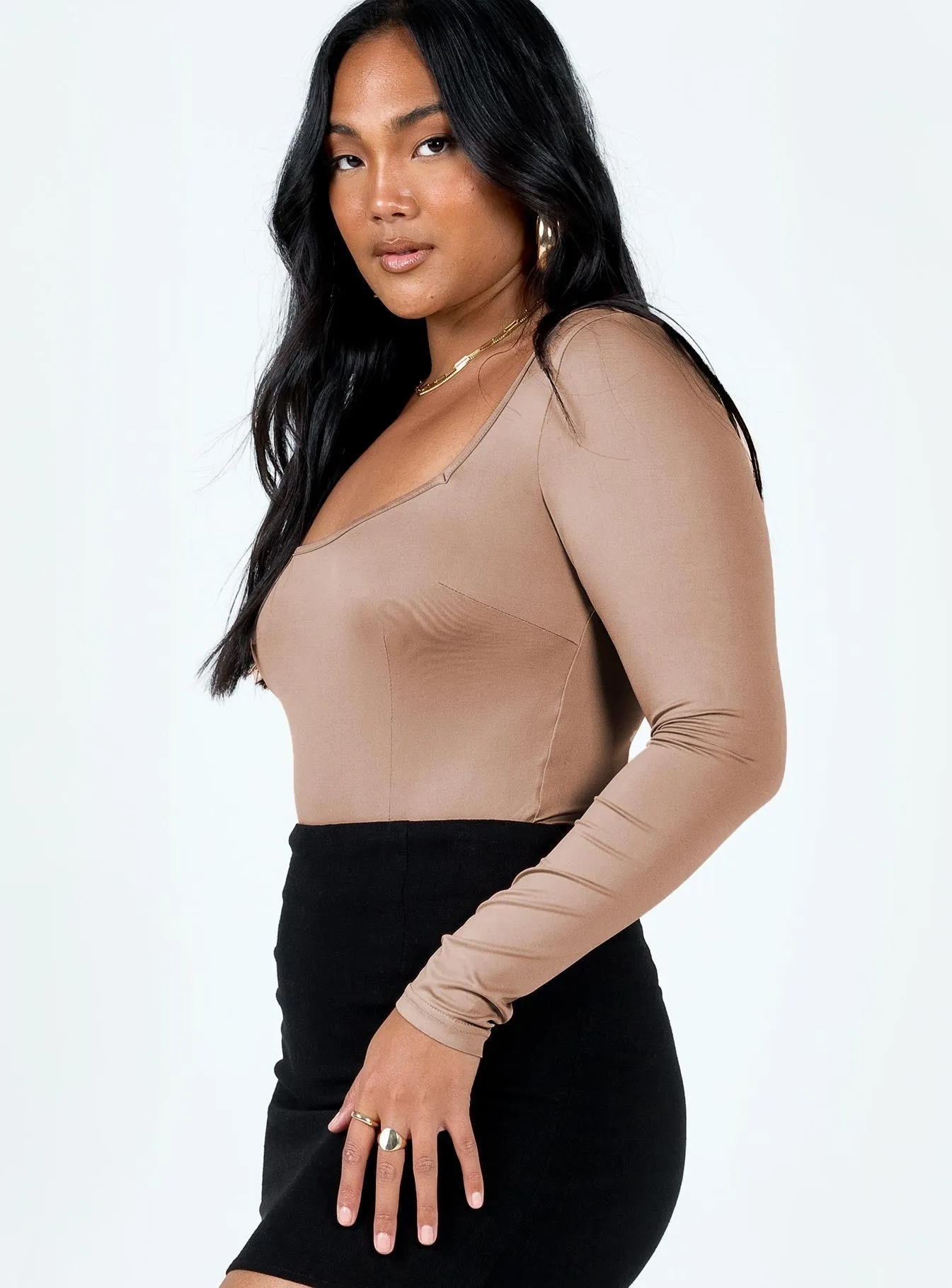 Shuler Long Sleeve Bodysuit Pink bodycon bodysuit