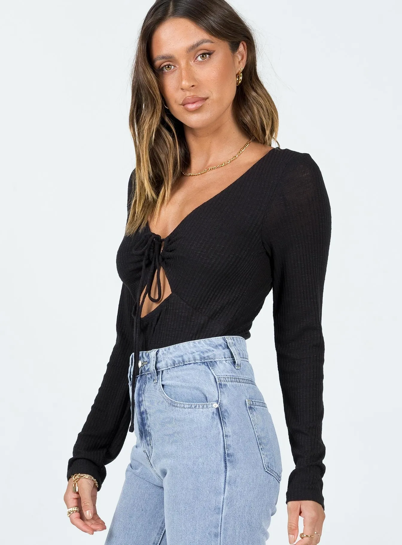 Belinda Long Sleeve Bodysuit Black off shoulder bodysuit night out bodysuit