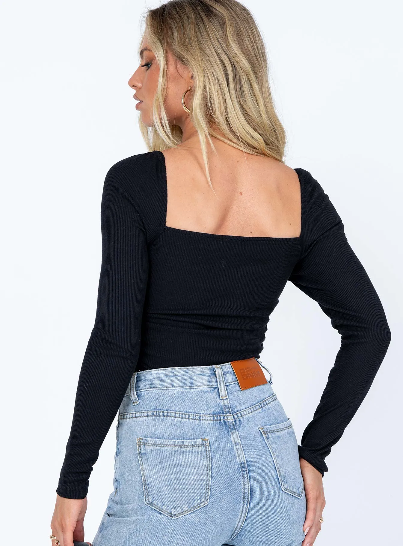 jumpsuit bodysuit high cut bodysuit Sofia Long Sleeve Bodysuit Black