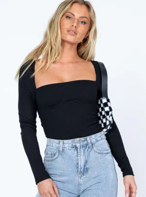Sofia Long Sleeve Bodysuit Black gold bodysuit eco friendly bodysuit