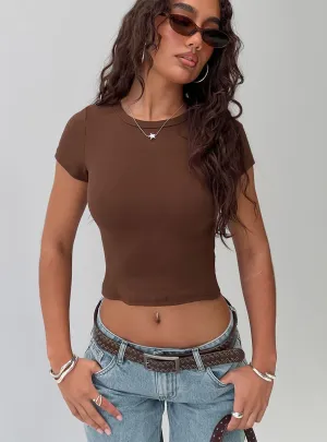 Everyday Style Trend Perfect For Relaxing Baseline Scoop Rib Tee Chocolate