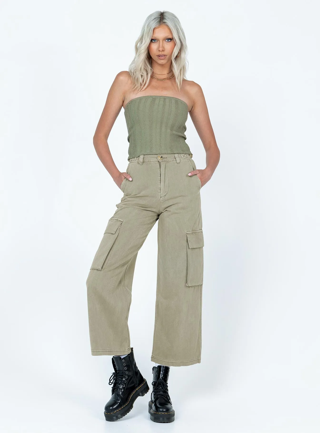 The Stevie Cargo Pants Khaki Adjustable Drawcord