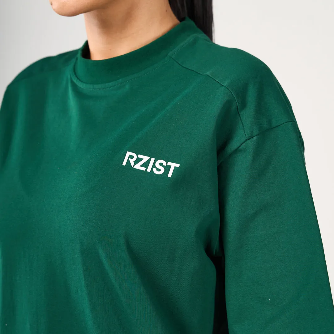 Longline Hemline Holiday Wear The Impossible Oversized T-Shirt - Basil Green