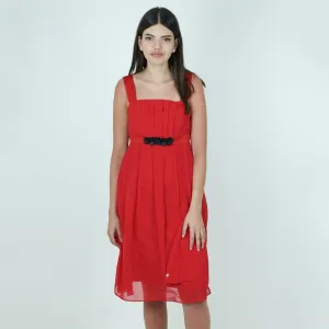 Women's Chiffon Flare Party Dress,Red Bodycon-Fit