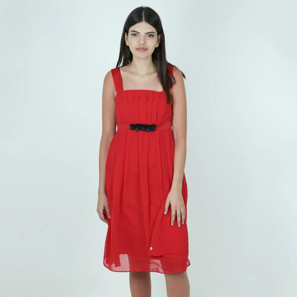 Women's Chiffon Flare Party Dress,Red Bodycon-Fit