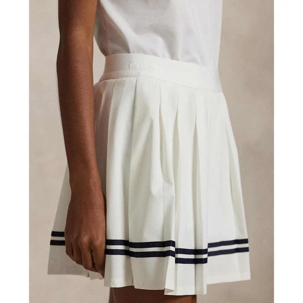 RLX Ralph Lauren Women's 4-Way Stretch Pleated Golf Skort - Ceramic White/Navy Urban Edge Contemporary Brand
