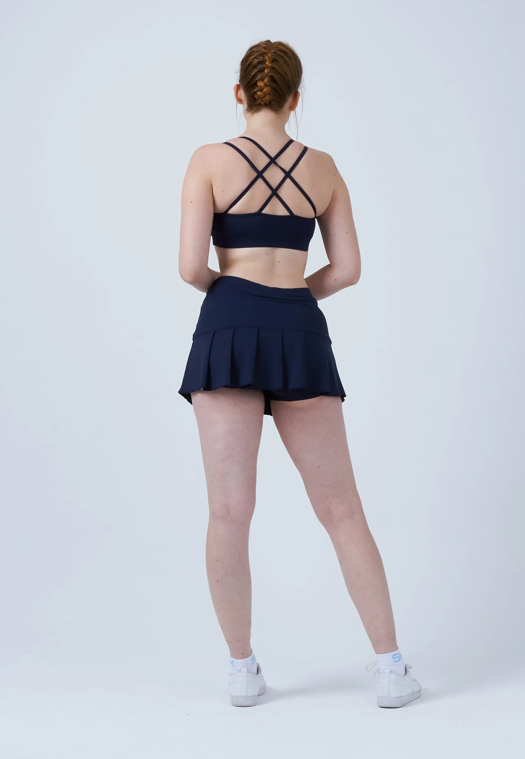 Pleated Tennis Skort, navy blue Performance Wear Relaxed Mood