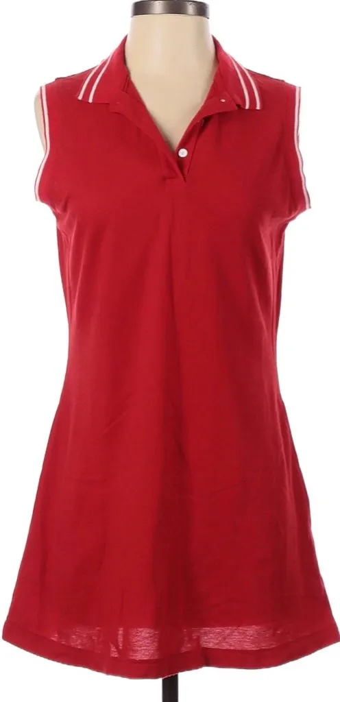 Comfortable Design Wear Square-Neck Tail Red Retro Tennis Dress Size S.