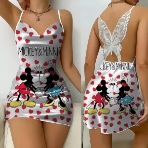 Frayed-Edge Women's Disney Minnie elegant fashion short dresses