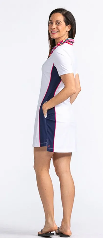 New Kinona Button & Run Short sleeve Dress Size L Classic Layer Asymmetric-Neck