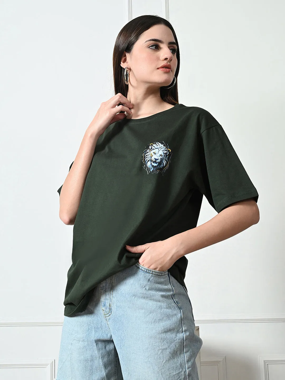 homecoming Classic 100% Cotton Lioness T-shirt ?C Green