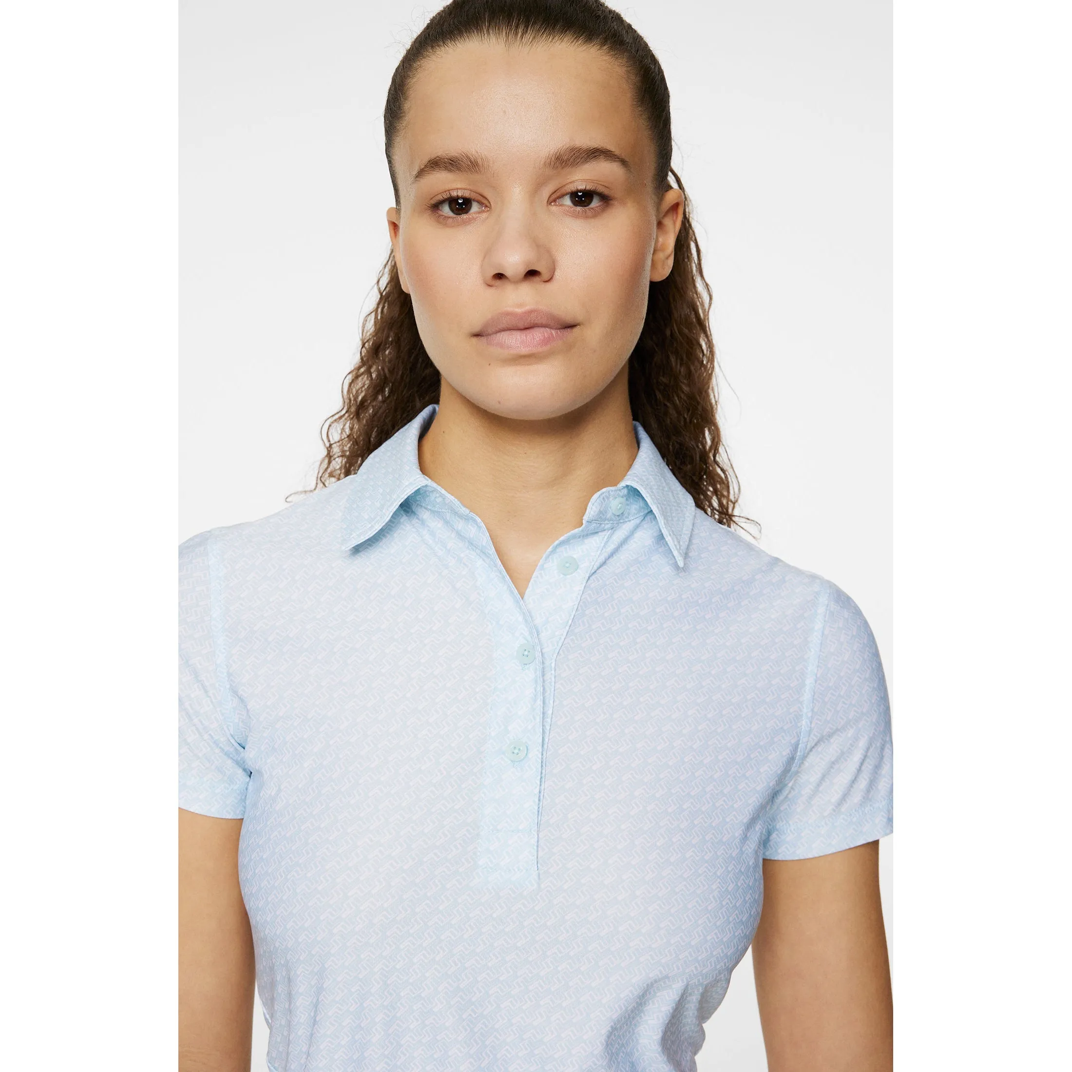 Relaxed T-shirt AntiStatic Treatment J.Lindeberg Women's Caitlyn Golf Polo Shirt - Shadow Bridge Winter Sky