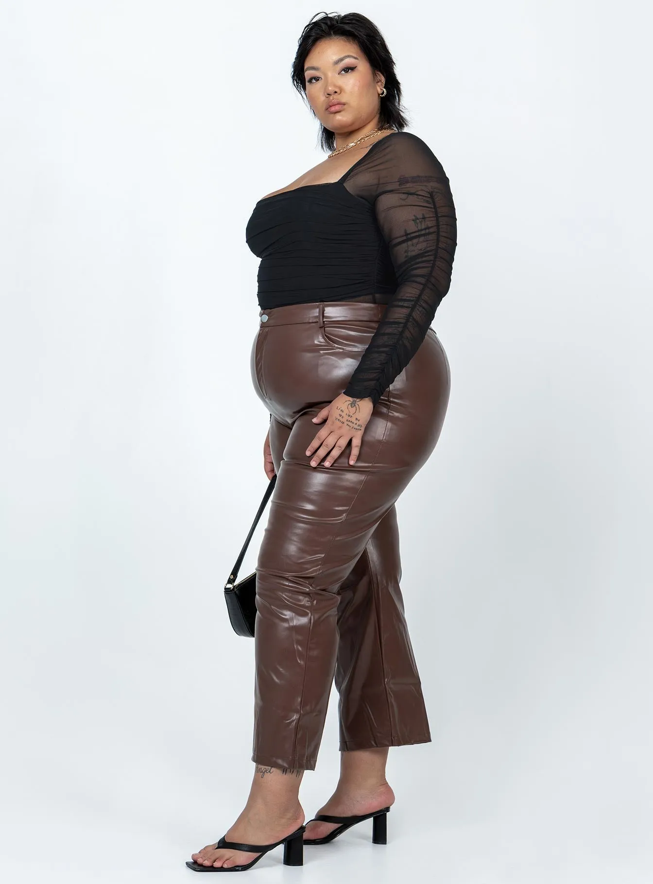 Love Lies Pants Brown Curve ExpandableSidePanels Multi-Purpose Wear