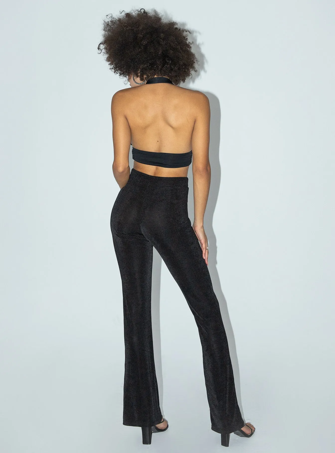 Motel Tarava Trouser Crepe Hotfix Diamante Black Flexible Fabric Water Resistant Finish