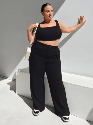 Secure fit Brenda Linen Blend Pants Black Curve