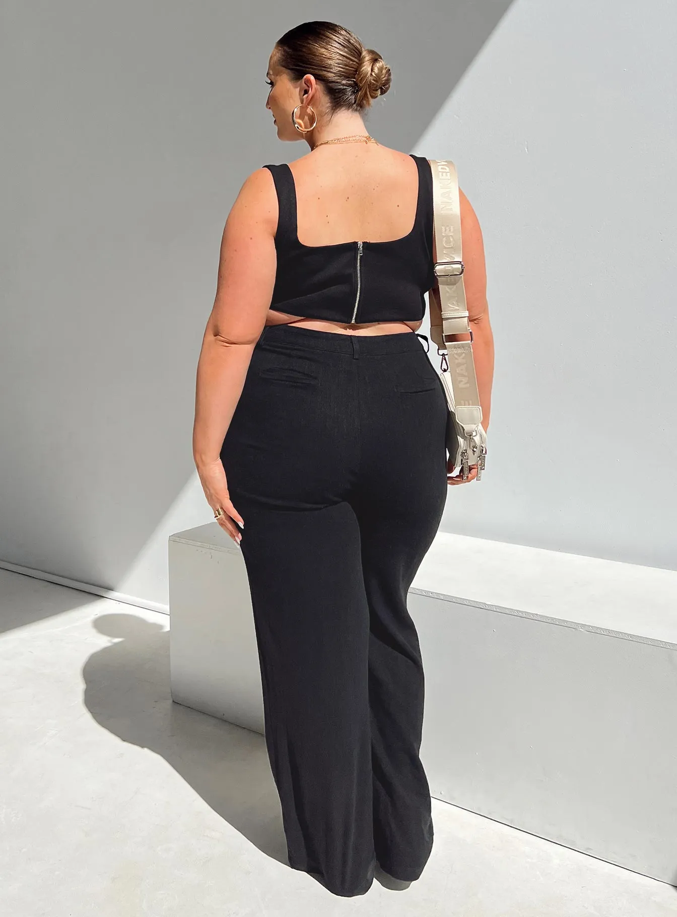 Casual Comfort Layers Chill Mode Brenda Linen Blend Pants Black Curve
