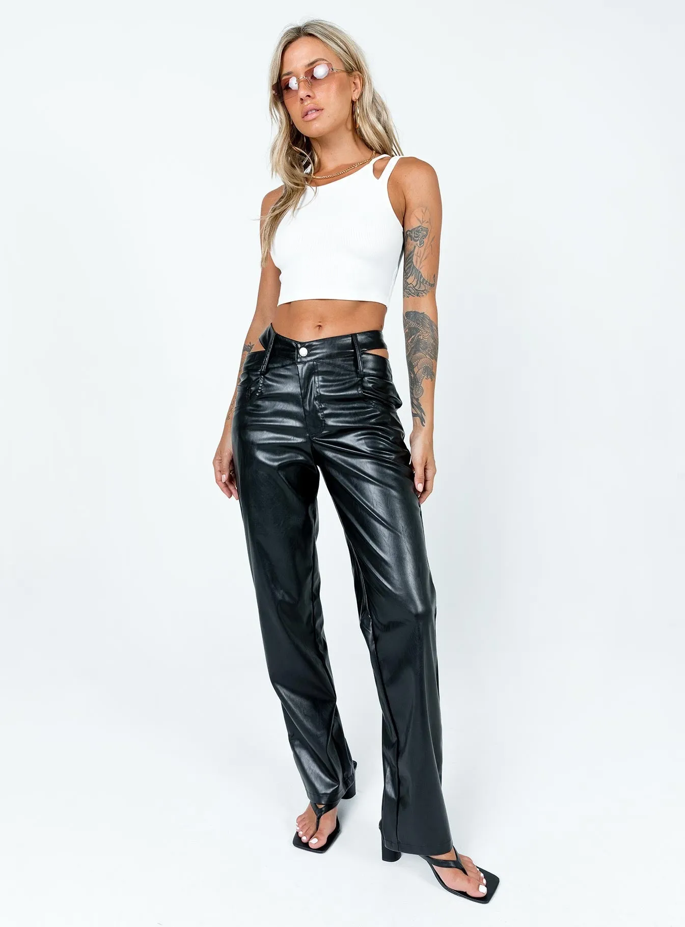 Mollie PU Pants Black Fit Control