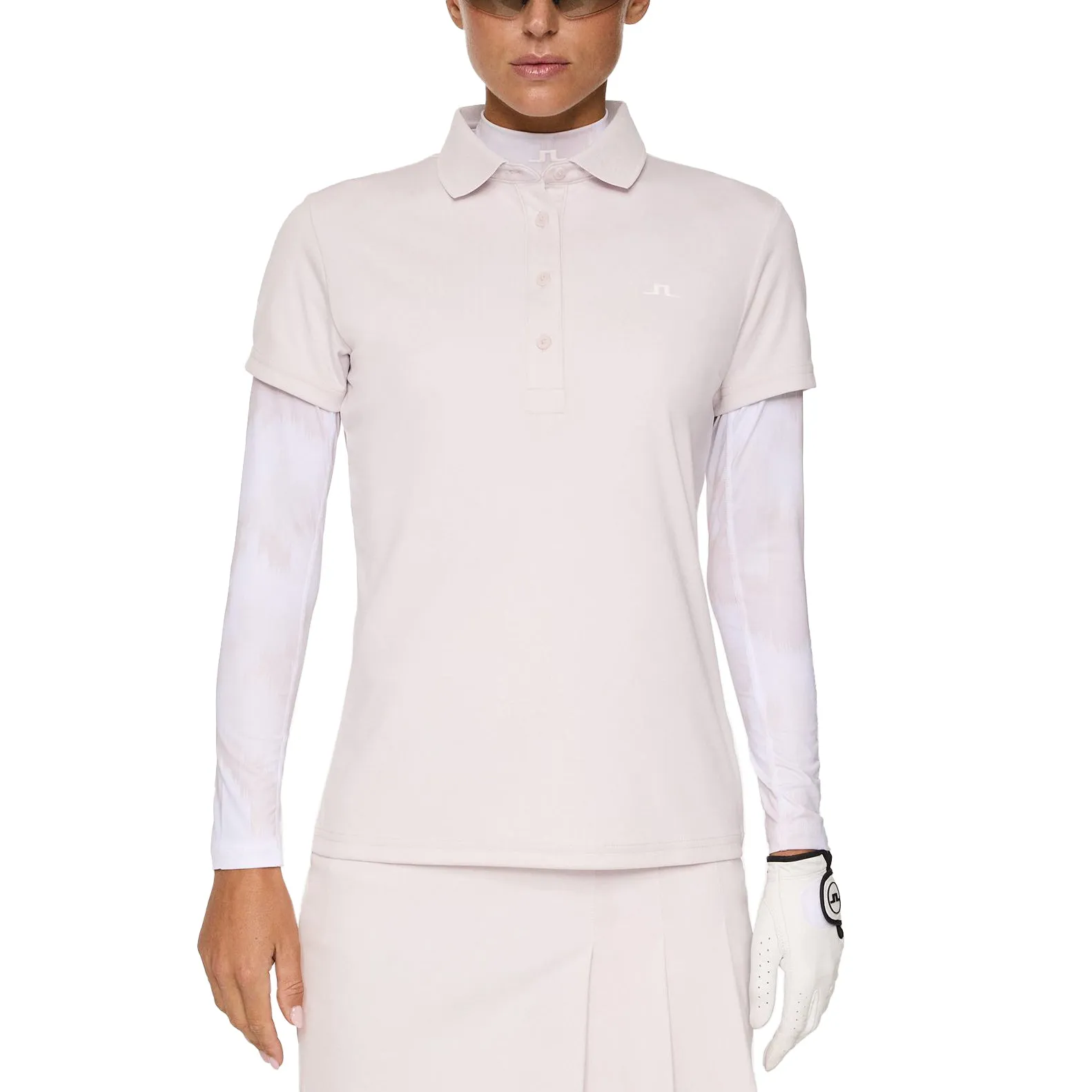 J.Lindeberg Women's Cassie Golf Polo Shirt - Grey Lilac Matte Fit