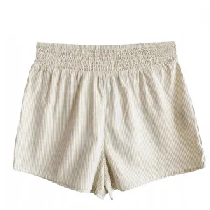 Everyday Comfort Women's Striped High Waist Short,Beige