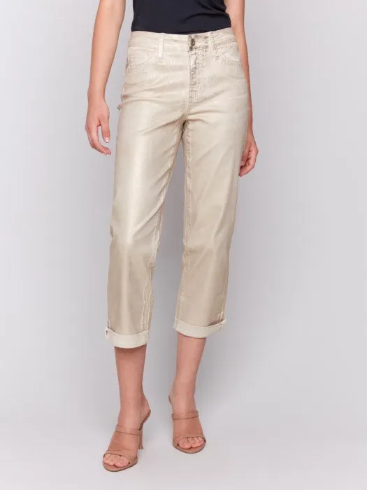 Meta Mood *SALE* CHARLIE B FOIL CUFF STRAIGHT LEG - NATURAL