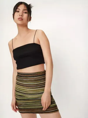 Women's Striped Space Dye Skirt,Multi Chic Look High Waist