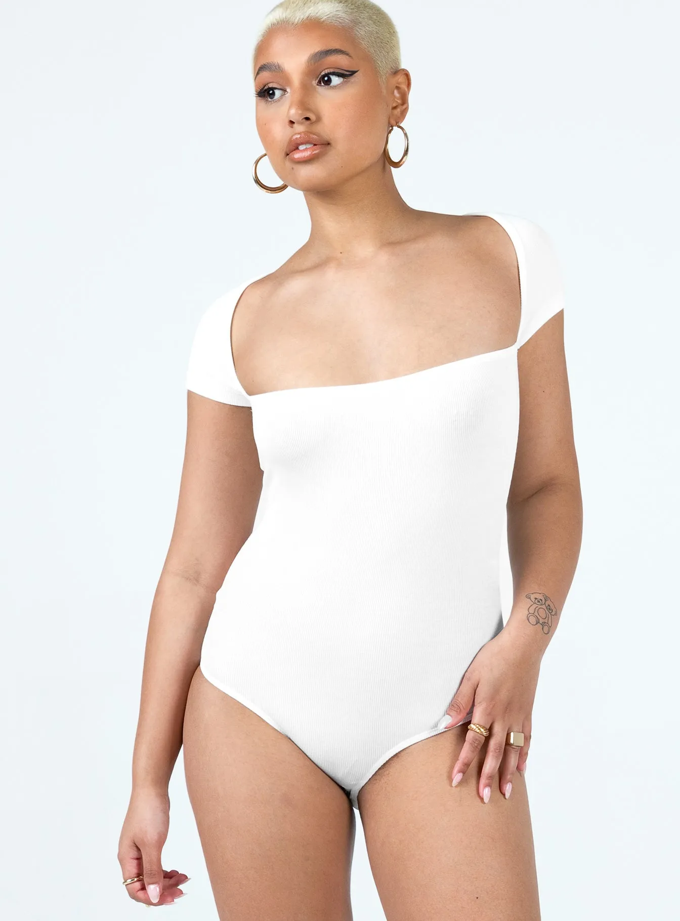 floral bodysuit smart casual bodysuit Langley Bodysuit White