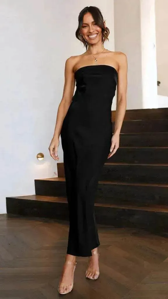 Spring And Summer New European And American Elegant Socialite Sleeveless Backless Tube Top Dress Women Relaxed Style Repair-Friendly