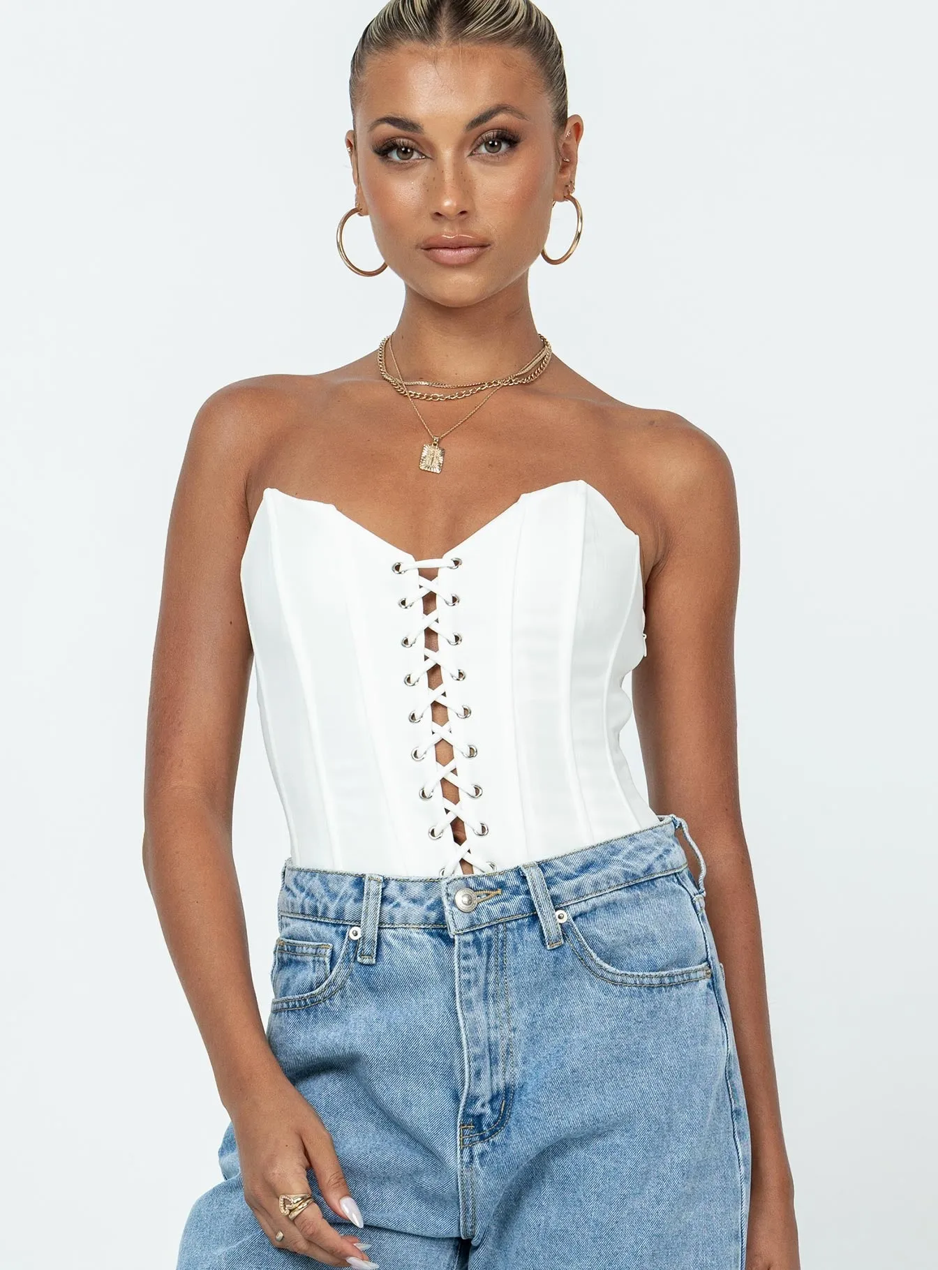 Sonya Bodysuit White classic bodysuit layering bodysuit