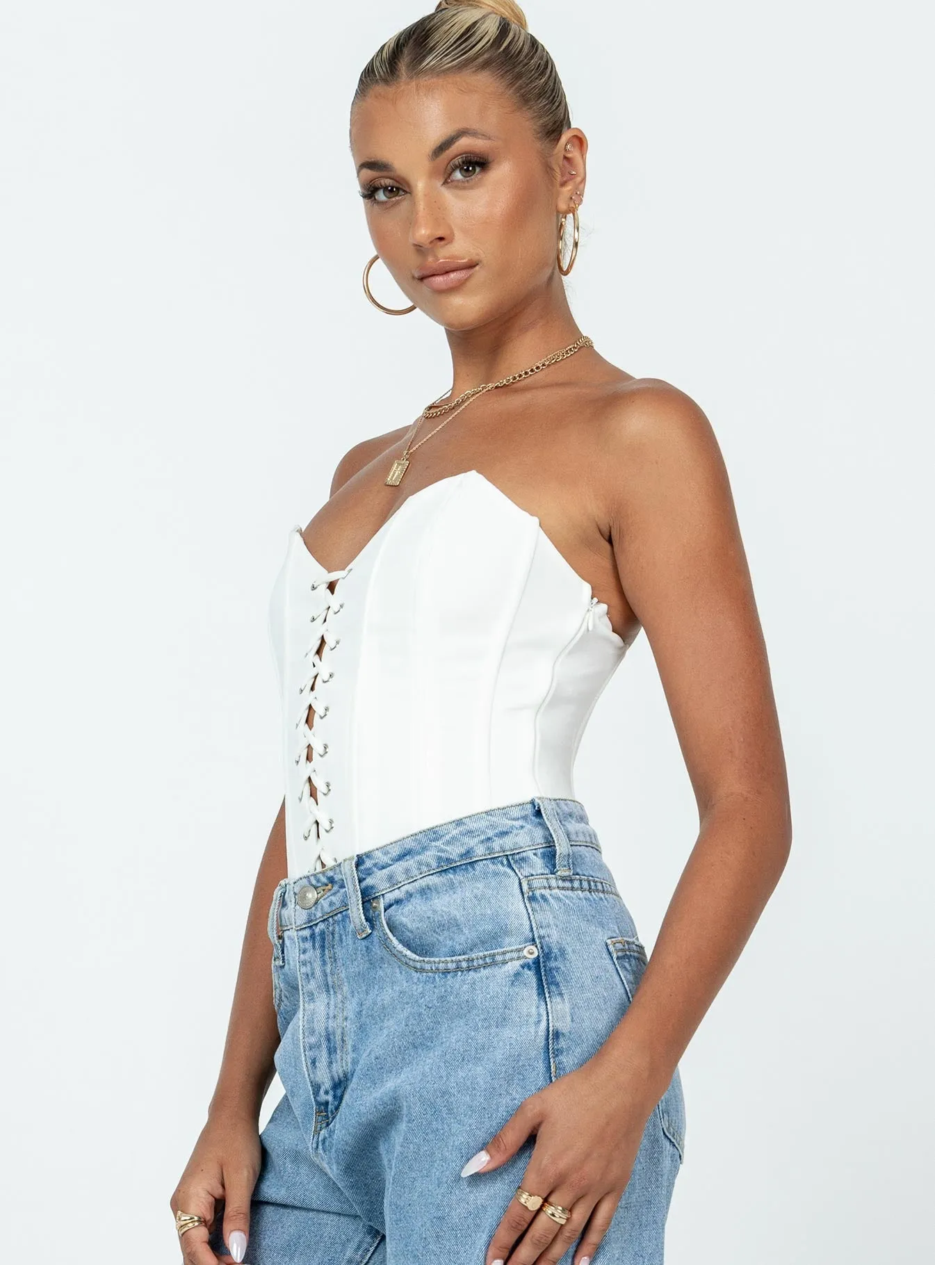 party bodysuit silver bodysuit Sonya Bodysuit White