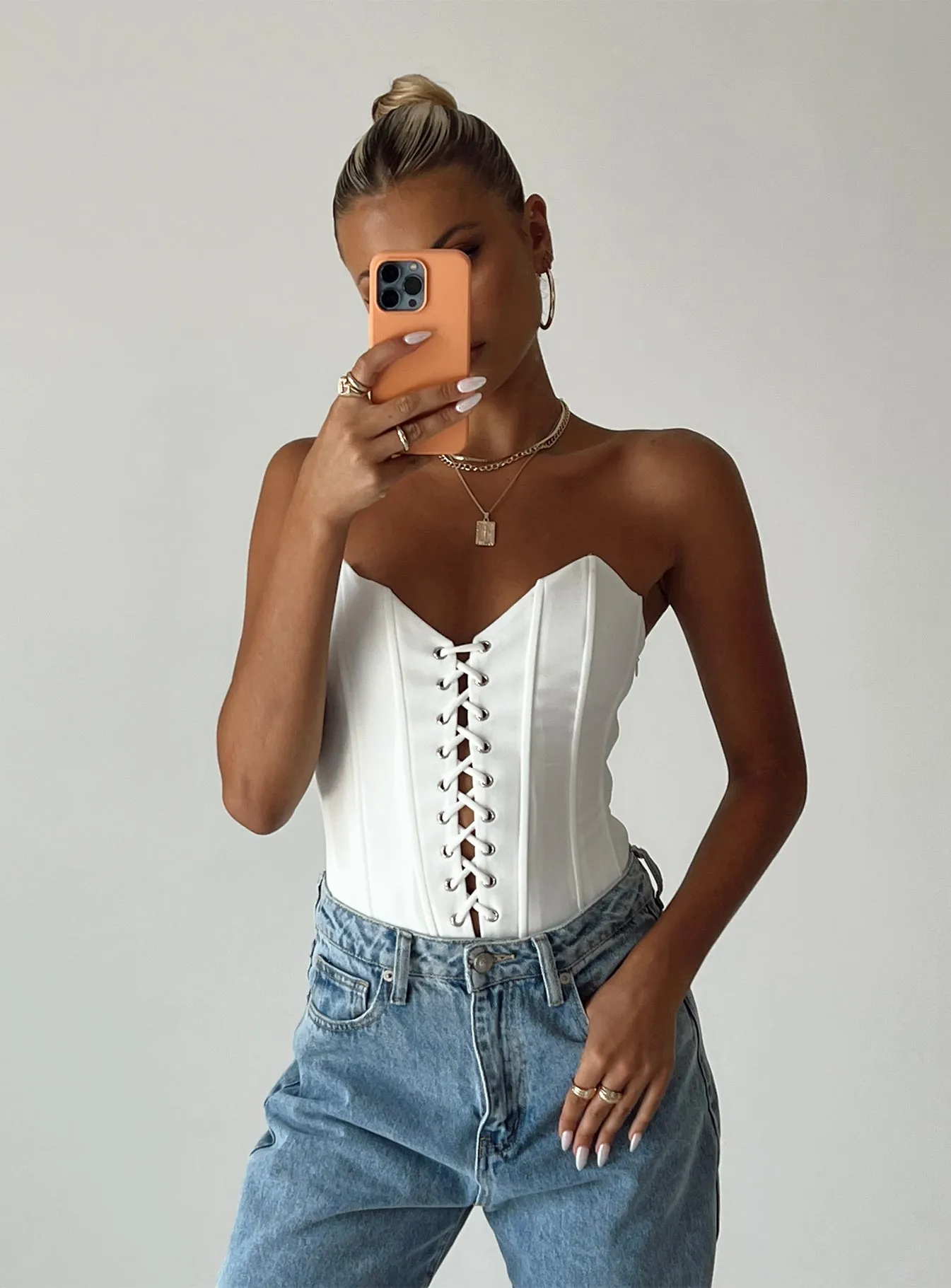 Sonya Bodysuit White high cut bodysuit