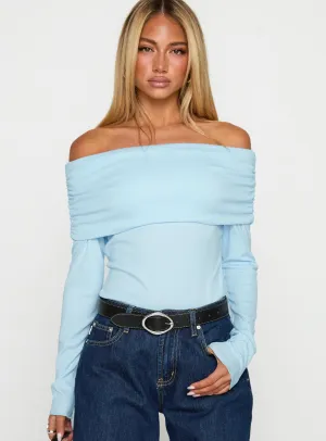oversized bodysuit high fashion bodysuit Spoilt Off The Shoulder Bodysuit Blue
