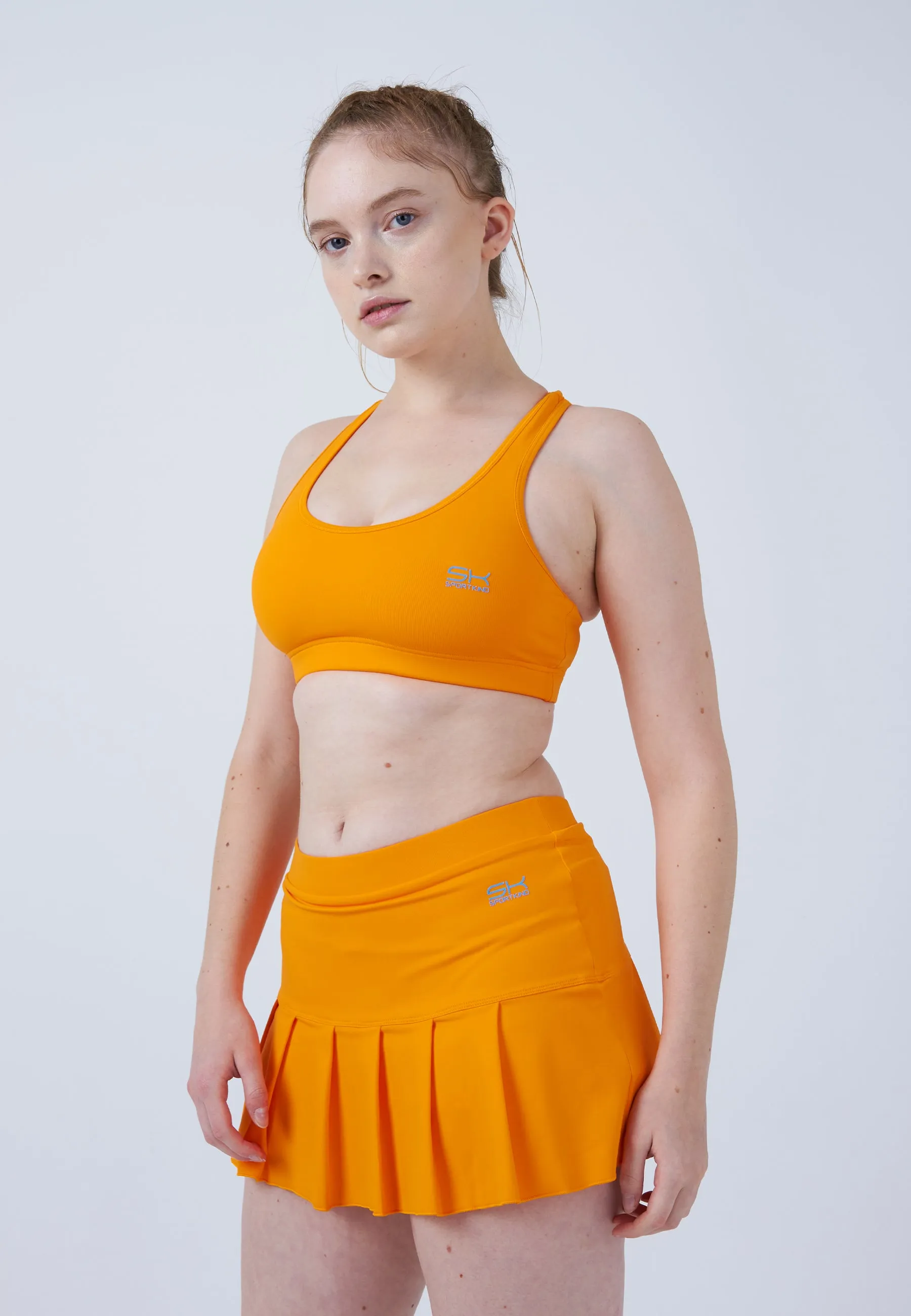Pleated Tennis Skort, orange Knee Length Clean Finish